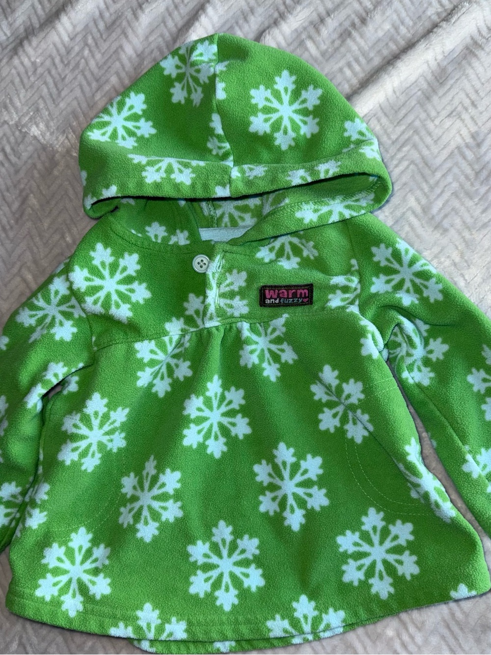 Child of Mine Carter’s 12M Green Snowflake Fleece Hooded Pullover